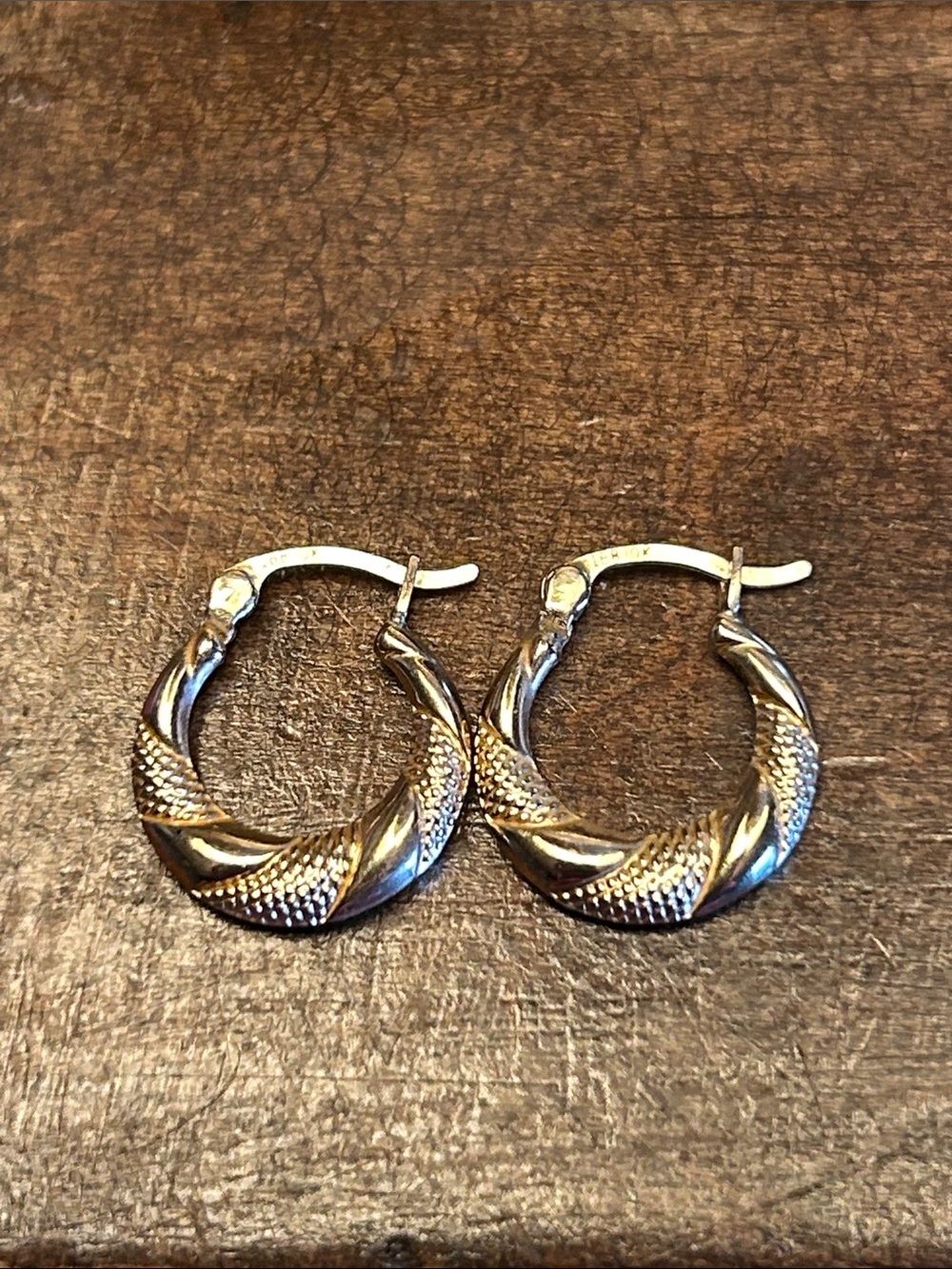Textured Gold 10K Hoop Earrings for Women